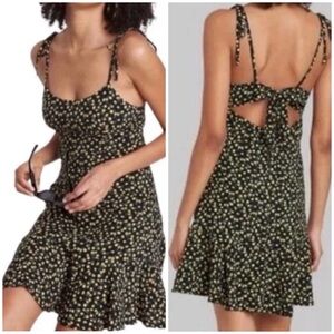 Wild fable | Elegant Yellow Small Lemons Pattern Sleeveless Midi Sundress size M